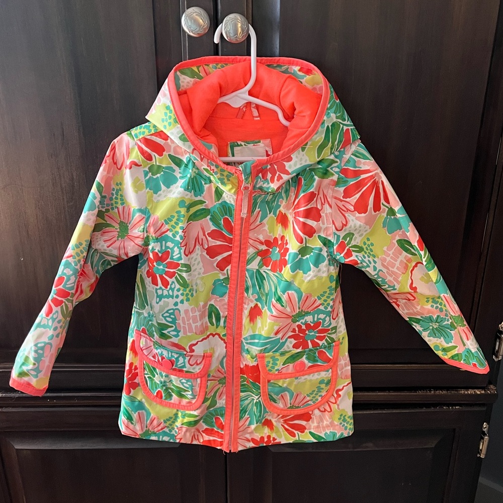 Cat & Jack Orange Floral Rain Jacket 3T